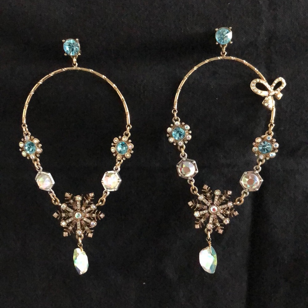 Betsey Johnson Rhinestone Hoop Dangle Earrings